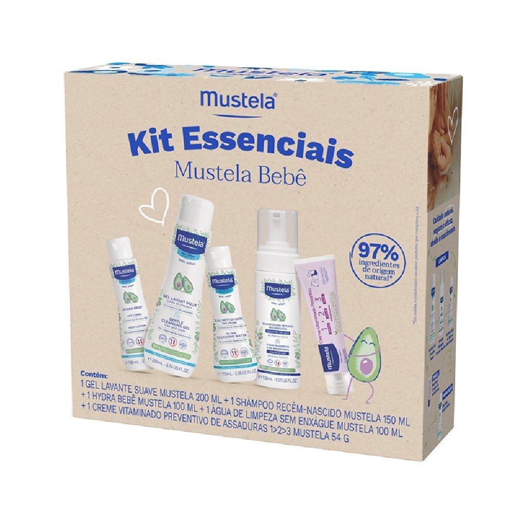 Kit Mustela Essenciais Bebê Gel 200ml+ Shampoo 150ml+ Hydra 100ml+ Água De Limpeza 100ml+ Creme 54g - 1