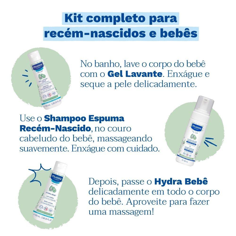 Kit Mustela Essenciais Bebê Gel 200ml+ Shampoo 150ml+ Hydra 100ml+ Água De Limpeza 100ml+ Creme 54g - 3