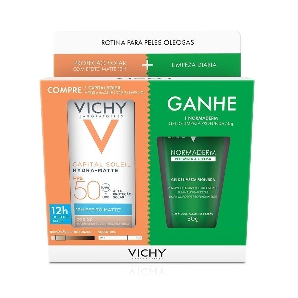 Kit Vichy Protetor Solar Facial Capital Soleil Hydra Matte Cor 2.0 Fps50 30g + Gel Normaderm 40g - 1
