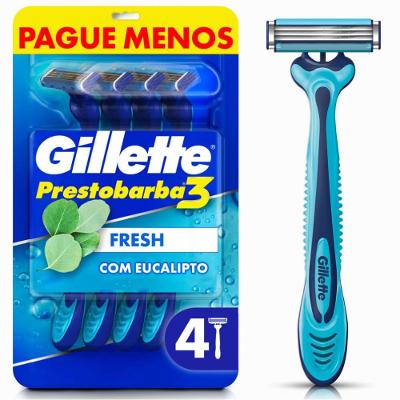 Aparelho De Barbear Gillette Prestobarba3 Fresh Com Eucalipto 4 Unidades
