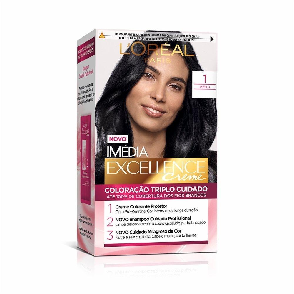Tintura Permanente Imédia Excellence De L’oréal Paris 1.0 Preto Onix - 1