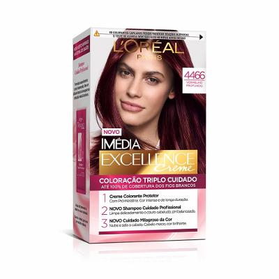 Tintura Permanente Imédia Excellence De L’oréal Paris 4466 Vermelho Profundo