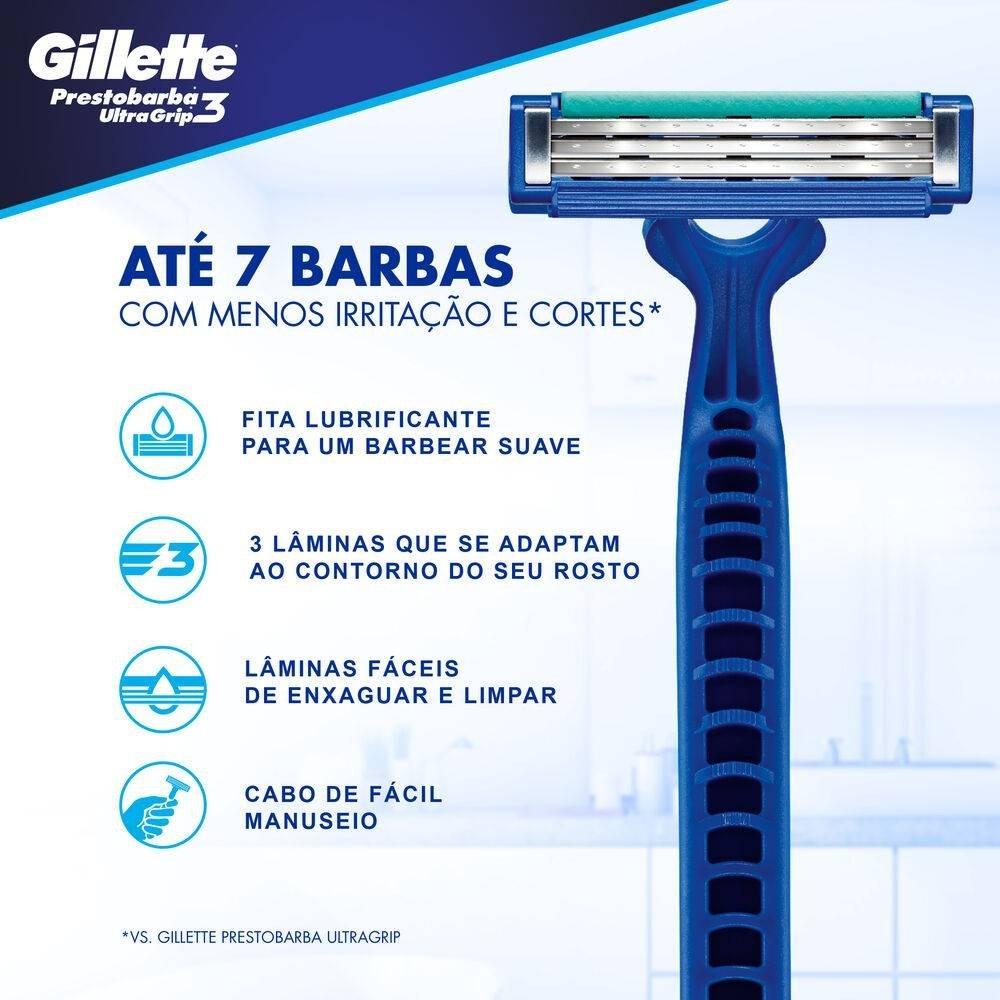 Aparelho De Barbear Descartável Gillette Prestobarba Ultragrip 3 Com 2 - 2