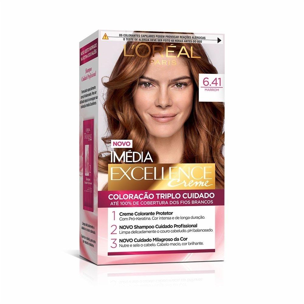 Tintura Permanente Imédia Excellence De L’oréal Paris 6.41 Marrom - 1