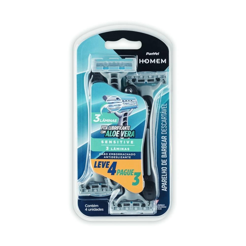 Aparelho De Barbear Descartável Sensitive 3lâminas Panvel Homem Pack L4p3 - 1
