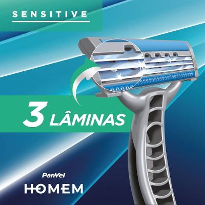 Aparelho De Barbear Descartável Sensitive 3lâminas Panvel Homem Pack L4p3