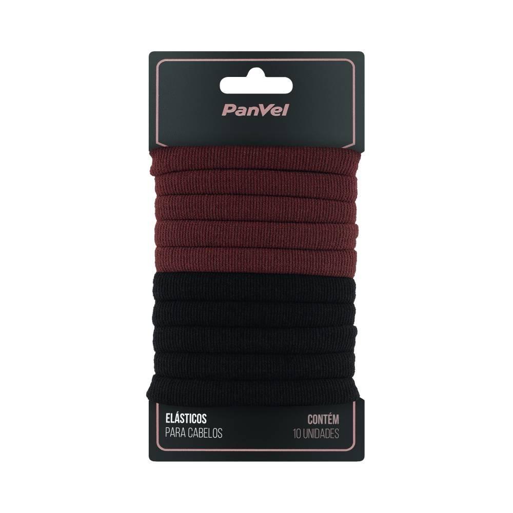 Elástico Para Cabelos Panvel Acessórios 15mm Com 2 Cores Preto / Marrom 10 Unidades - 1