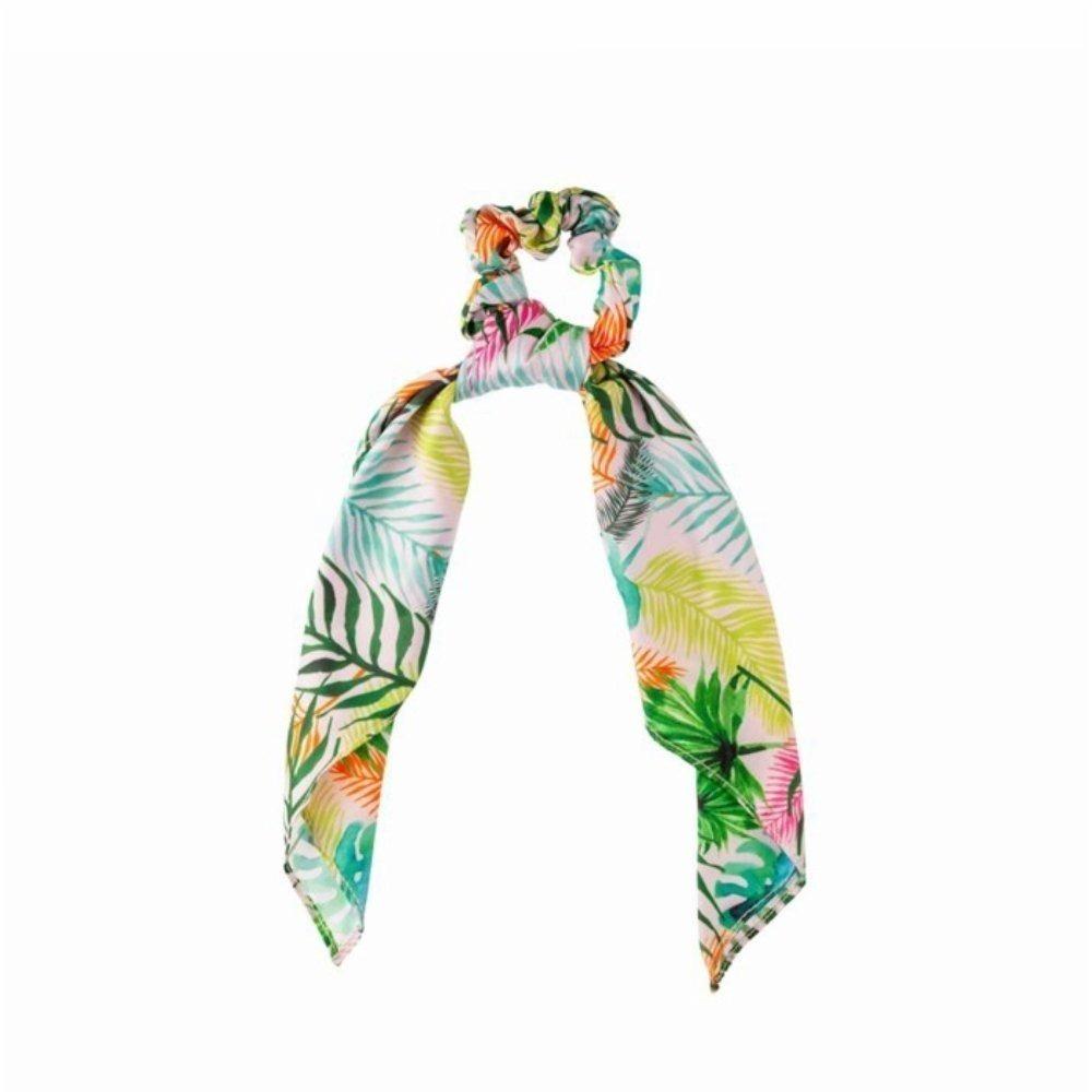 Elástico Para Cabelos Scrunchie Com Lenço Panvel Acessorios Estampa Neon Tropical - 2