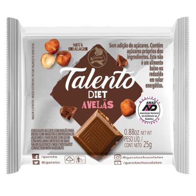 Chocolate Garoto Talento Diet Avelãs 25g