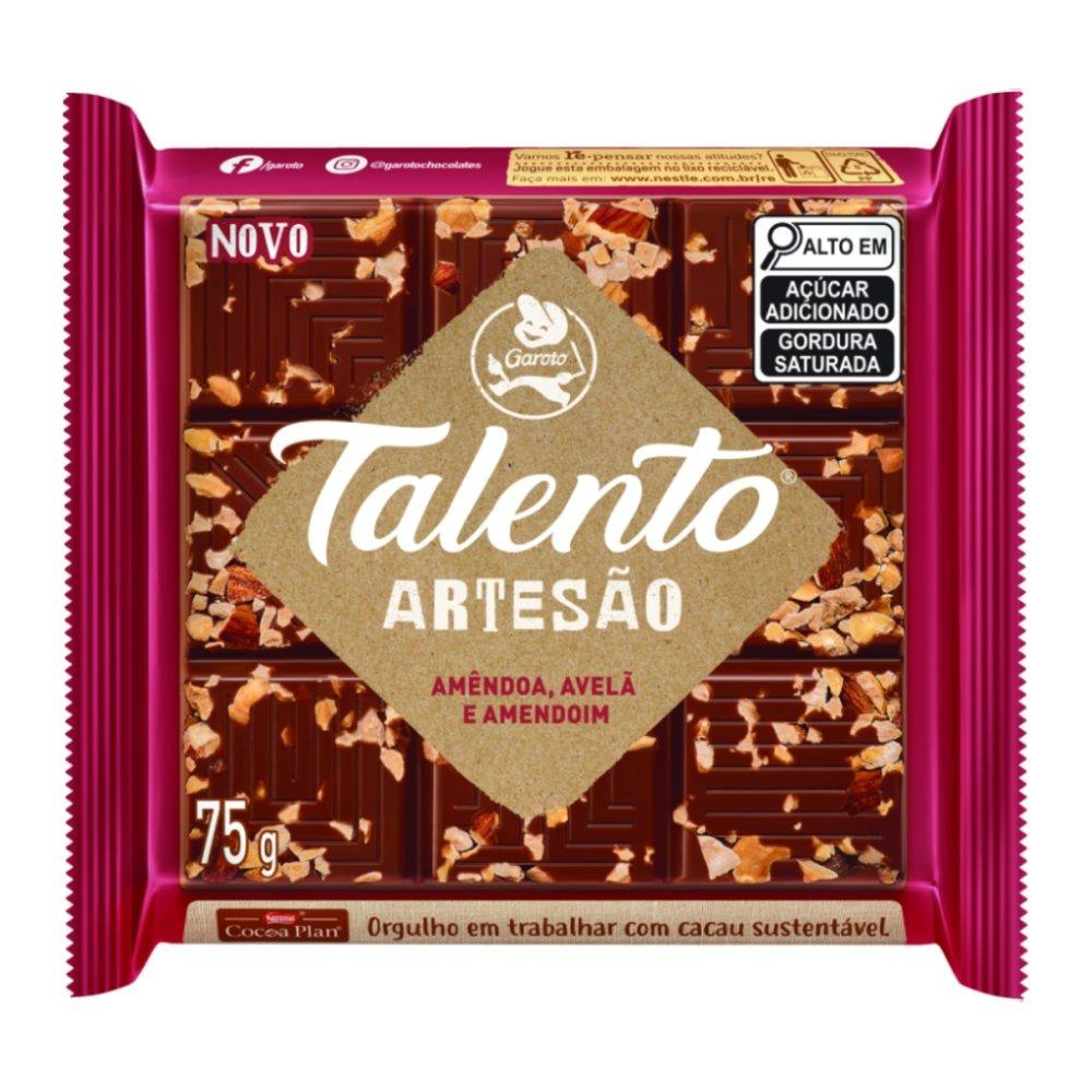 Chocolate Garoto Talento Artesão Ao Leite Com Amêndoa, Avelã E Amendoim 75g - 1
