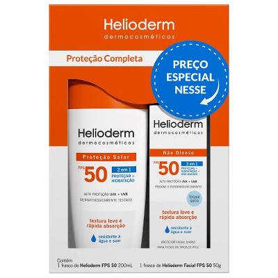 Kit Helioderm Protetor Solar Corporal Fps50 200ml + Protetor Solar Facial Fps 50 50g