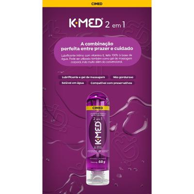 Lubrificante Íntimo E Gel De Massagem Corporal K-med 2 Em 1 50g