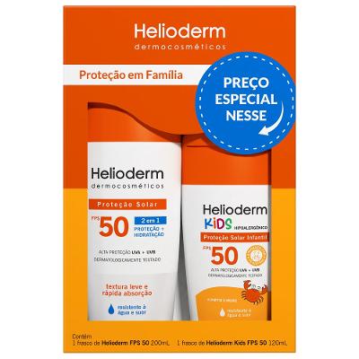 Kit Helioderm Protetor Solar Corporal Fps50 200ml + Protetor Solar Kids Fps50 120ml