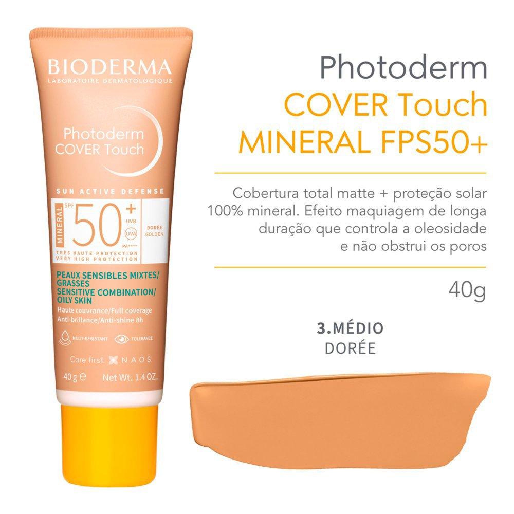 Protetor Solar Facial Bioderma Photoderm Cover Touch Mineral Fps 50+ Cor 3.0 40g - 2