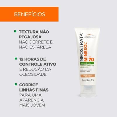 Protetor Solar Facial Neostrata Minesol Oil Control Pele Médio Claro Fps 70 40g