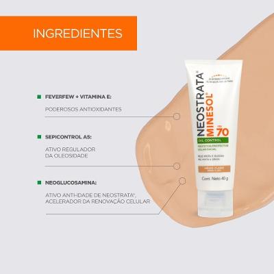 Protetor Solar Facial Neostrata Minesol Oil Control Pele Médio Claro Fps 70 40g