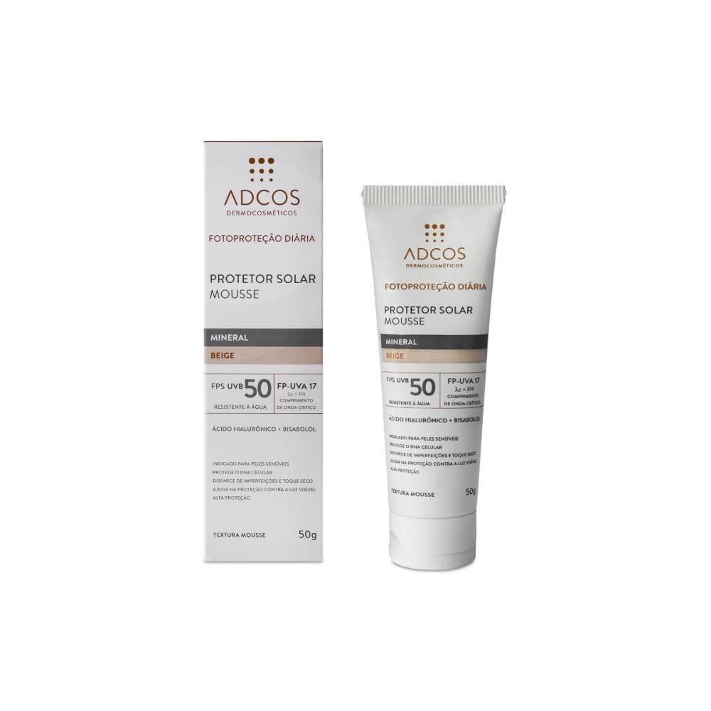 Protetor Solar Adcos Mousse Mineral Beige Fps 50 50g - 1