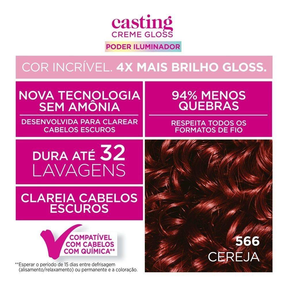Tinta De Cabelo Casting Creme Gloss Poder Iluminador De L’oréal Paris 566 Cereja 230g - 4