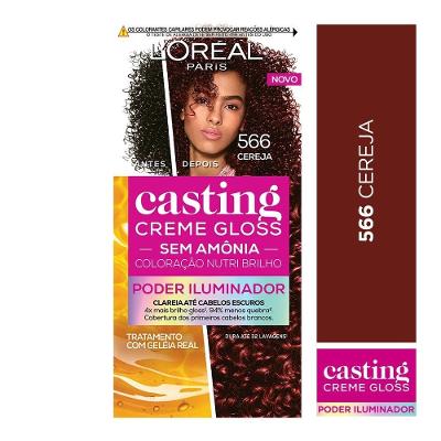 Tinta De Cabelo Casting Creme Gloss Poder Iluminador De L’oréal Paris 566 Cereja 230g