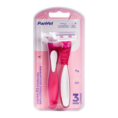 Aparelho Depilatório Descartável 3 Lâminas Panvel Essencial Com 2 Unidades