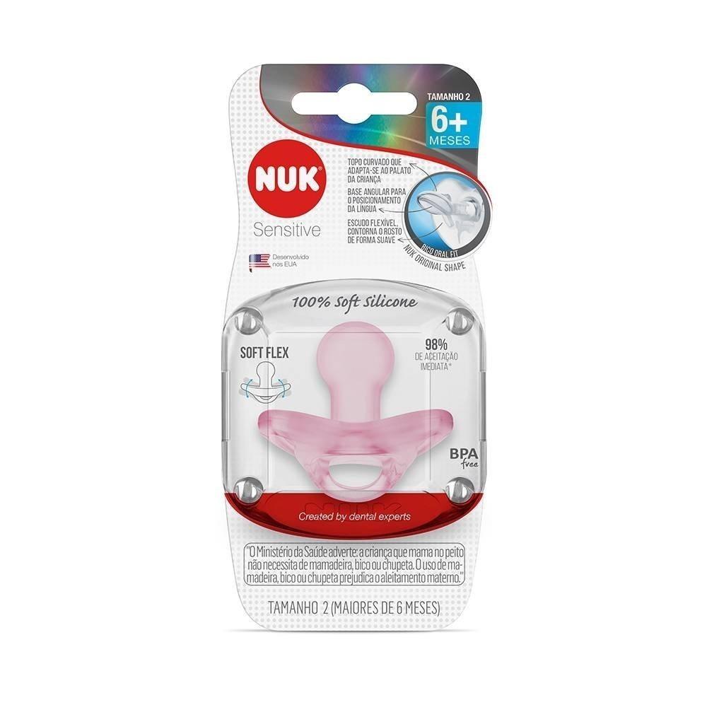 Chupeta Nuk Sensitive Rosa 6 Meses + Com 1 Unidade - 1