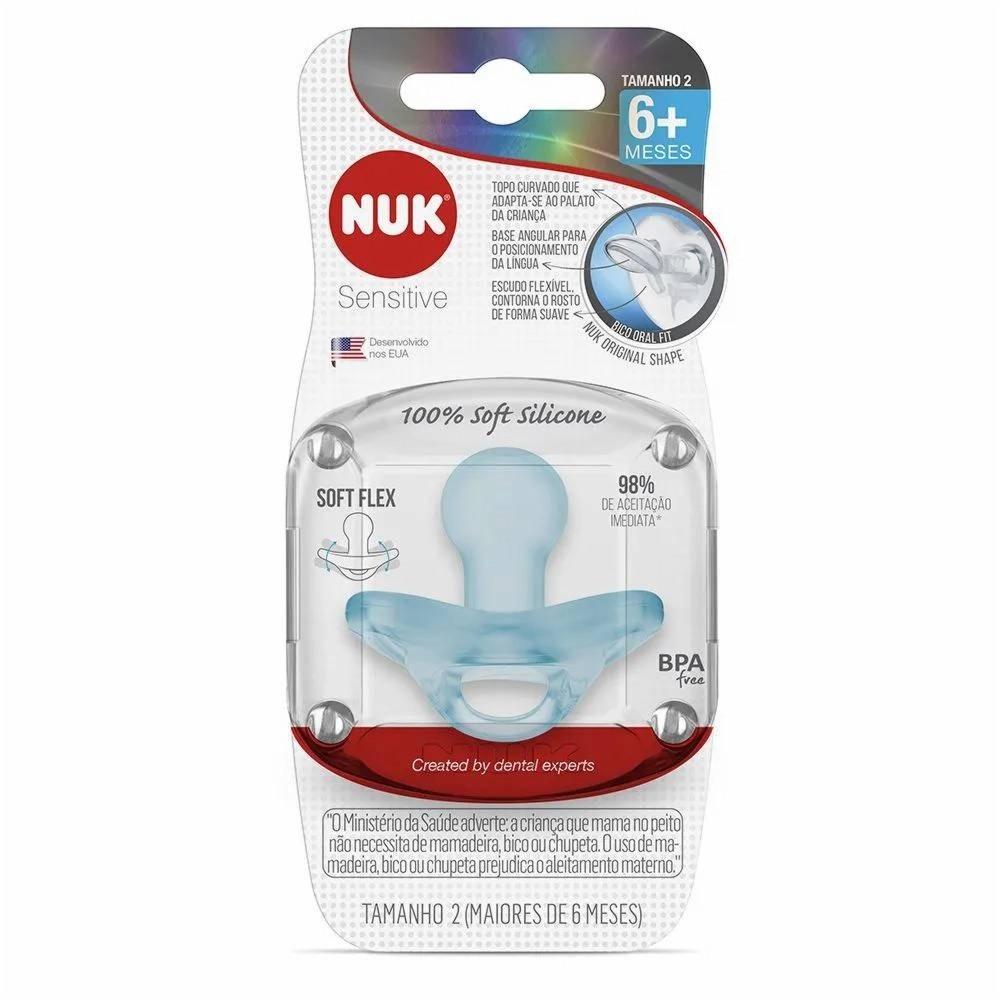 Chupeta Nuk Sensitive Azul 6 Meses + Com 1 Unidade - 1