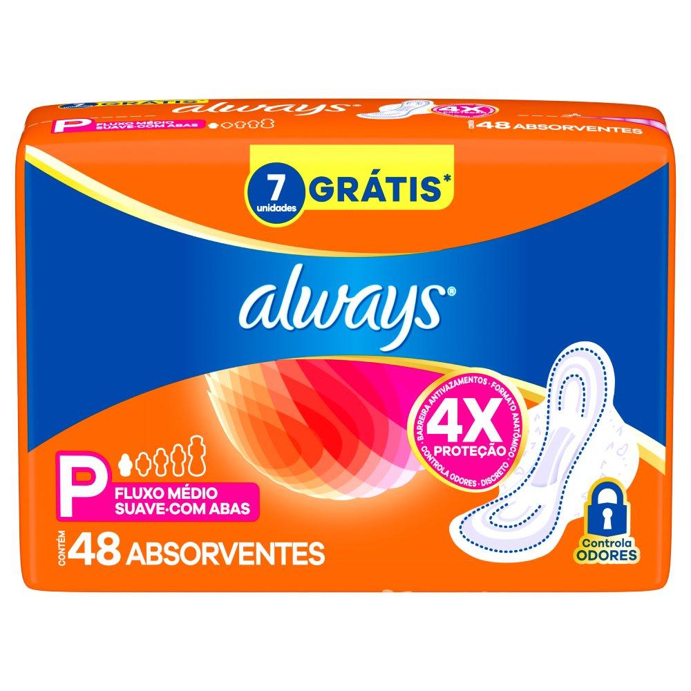 Absorvente Always Super Proteção Tamanho P Com Abas 48 Unidades - 1