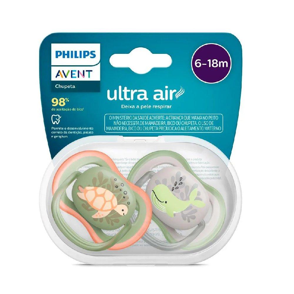 Chupeta Avent Ultra Air Verde E Cinza 6-18m 2 Unidades - 1