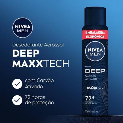 Desodorante Antitranspirante Aerosol Nivea Men Deep Carvão Ativado 200ml