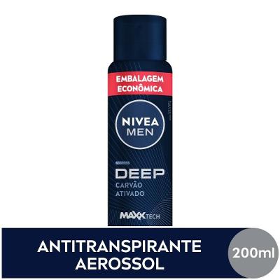 Desodorante Antitranspirante Aerosol Nivea Men Deep Carvão Ativado 200ml