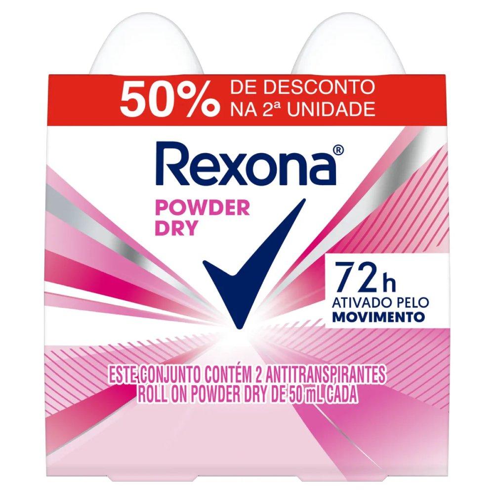 Kit Desodorante Roll-on Rexona Powder Dry 2 Unidades 50ml Cada - 1