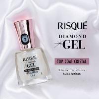 Top Coat Fixador De Esmalte Risqué Diamond Gel Efeito Cristal 9,5ml - 2