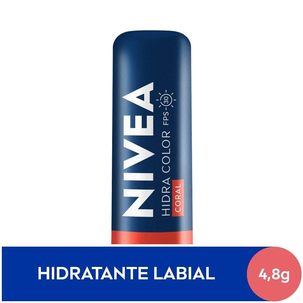 Hidratante Labial Nivea Hidra Color Coral Fps30 4,8g - 1