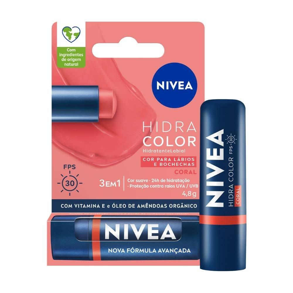 Hidratante Labial Nivea Hidra Color Coral Fps30 4,8g - 2