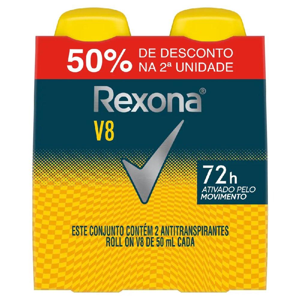 Kit Desodorante Roll-on Rexona Men V8 2 Unidades 50ml Cada - 1