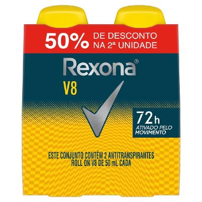 Kit Desodorante Roll-on Rexona Men V8 2 Unidades 50ml Cada