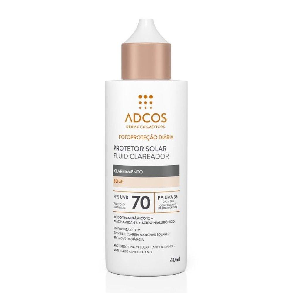 Protetor Solar Facial Adcos Fluid Clareador Beige Fps70 40ml - 1