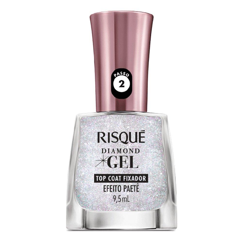 Top Coat Fixador De Esmalte Risqué Diamond Gel Efeito Paetê 9,5ml - 1
