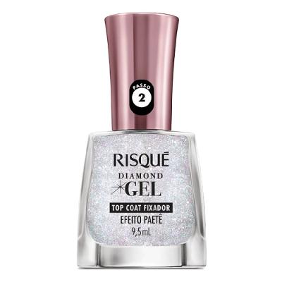 Esmalte Top Coat Risqué Diamond Gel Efeito Paetê 9,5ml