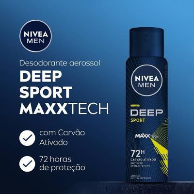 Desodorante Antitranspirante Aerosol Nivea Men Deep Sport Carvão Ativado 150ml