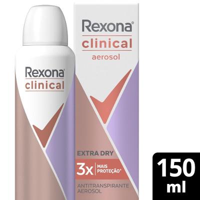 Desodorante Antitranspirante Aerosol Rexona Clinical Extra Dry 96h 150ml
