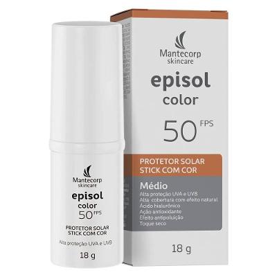 Protetor Solar Facial Episol Color Stick Médio Fps50 18g