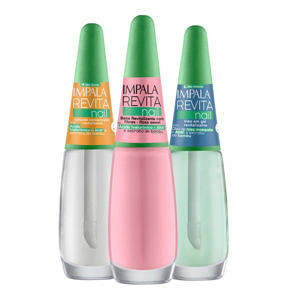Kit Impala Revitanail Base Rosa Sweet 7,5ml + Solução Concentrada 7,5ml + Óleo Em Gel 6g - 2