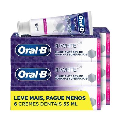 Kit Creme Dental Oral-b 3d White Brilliant Fresh 6 Unidades 70g Cada
