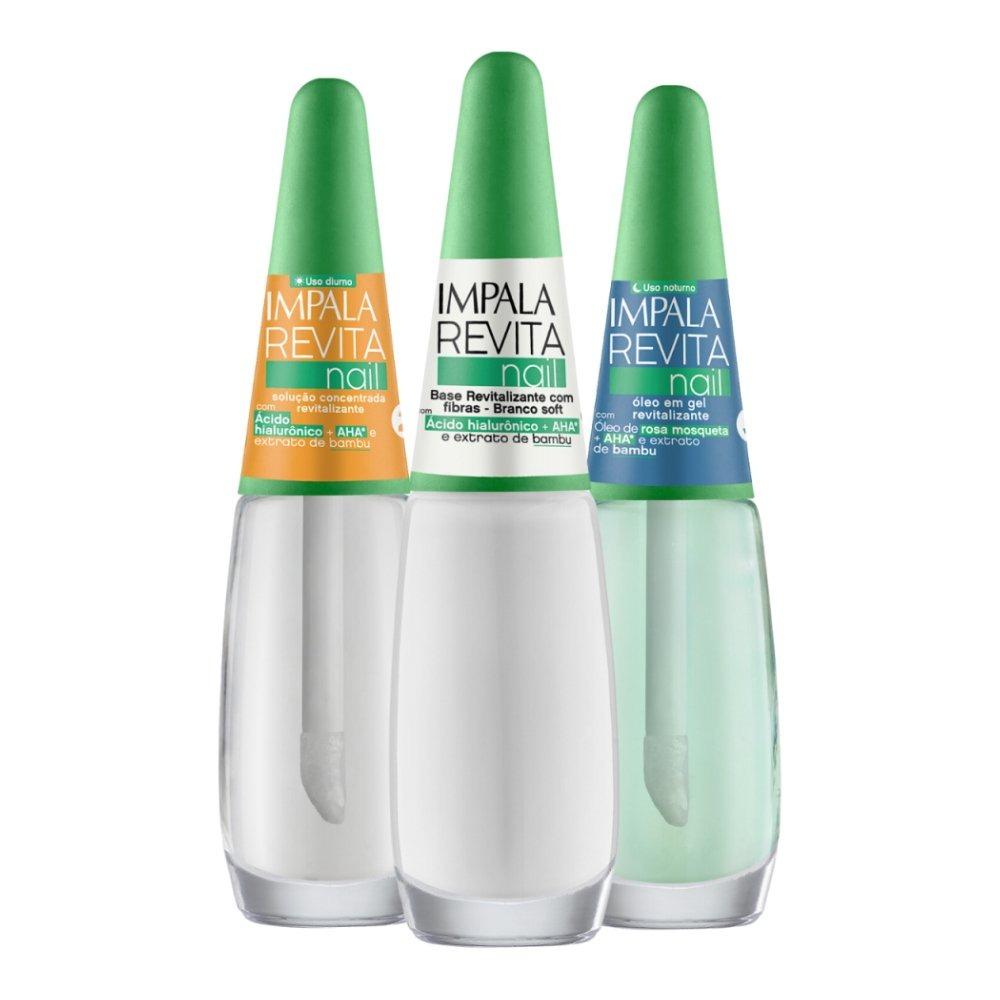 Kit Impala Revitanail Base Branco Soft 7,5ml + Solução Concentrada 7,5ml + Óleo Em Gel 6g - 2