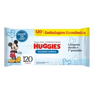 Lenço Umedecido Huggies Higiene Diária Rendem 2x Mais 120 Unidades
