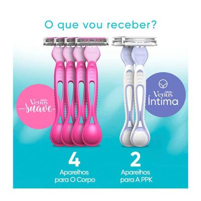Kit Aparelho Depilatório Gillette Venus Sensitive 4 Unidades + Íntima 2 Unidades