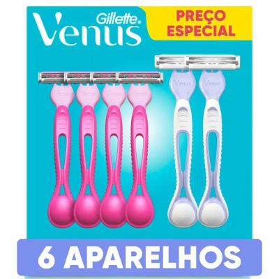 Kit Aparelho Depilatório Gillette Venus Sensitive 4 Unidades + Íntima 2 Unidades