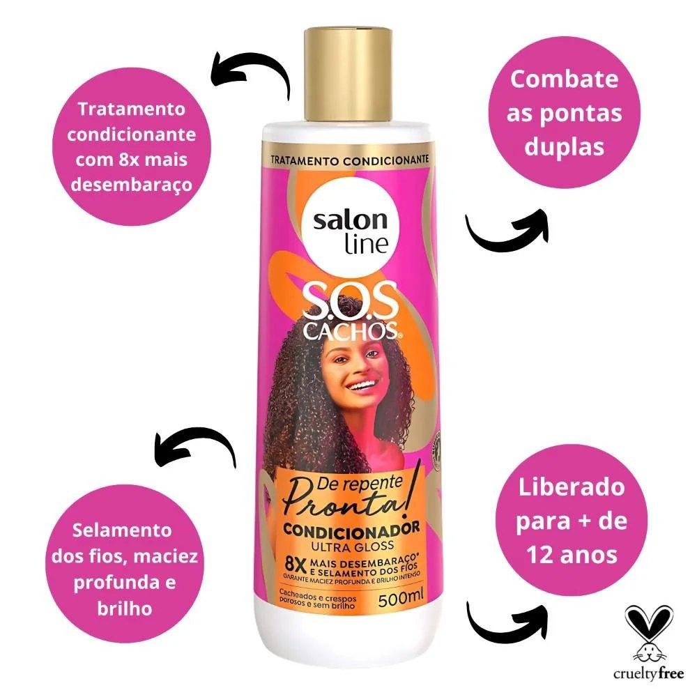 Condicionador Sos Cachos Ultra Gloss Salon Line De Repente Pronta 500ml - 2