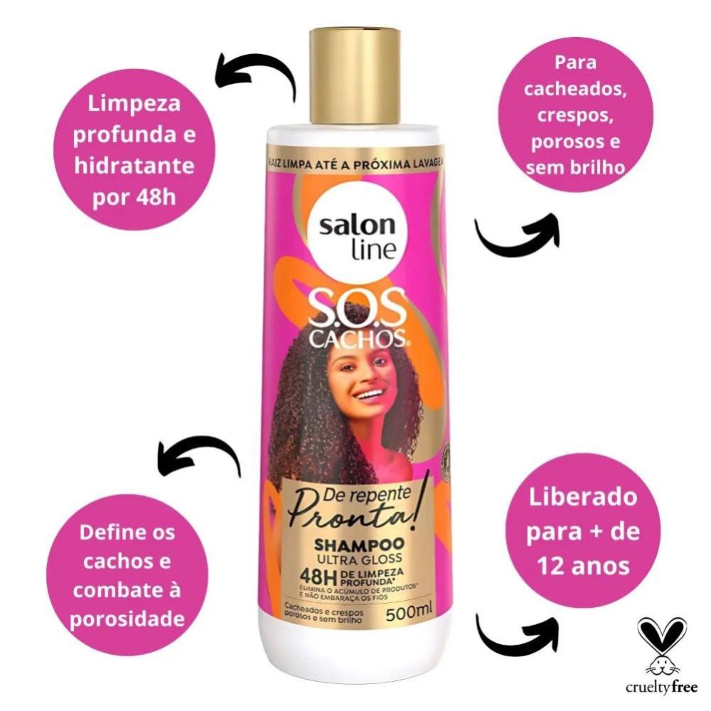 Shampoo Sos Cachos Ultra Gloss Salon Line De Repente Pronta 500ml - 2